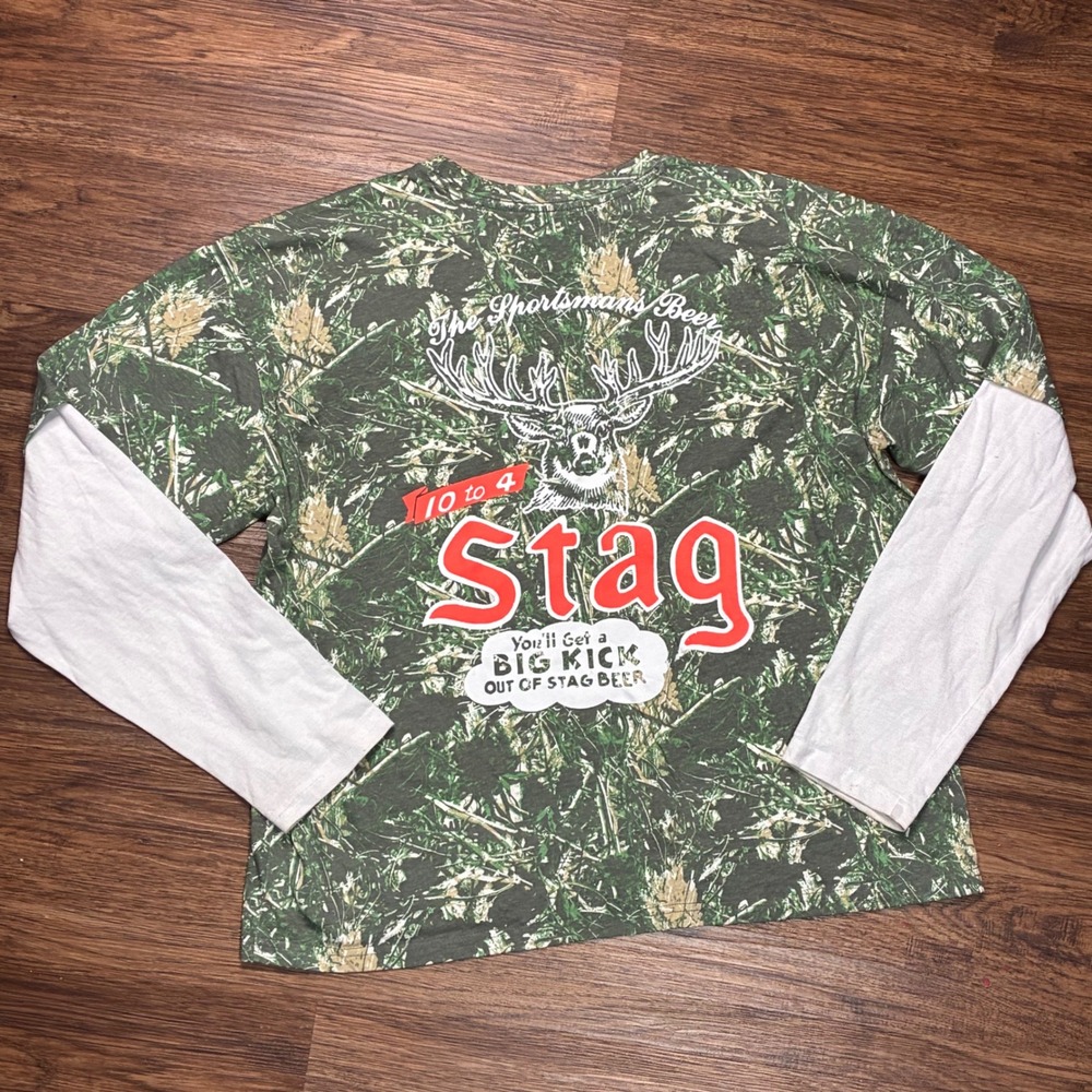 Stag Beer Sportsman Camo Hunting Long Sleeve Shirt Men's M Realtree Style